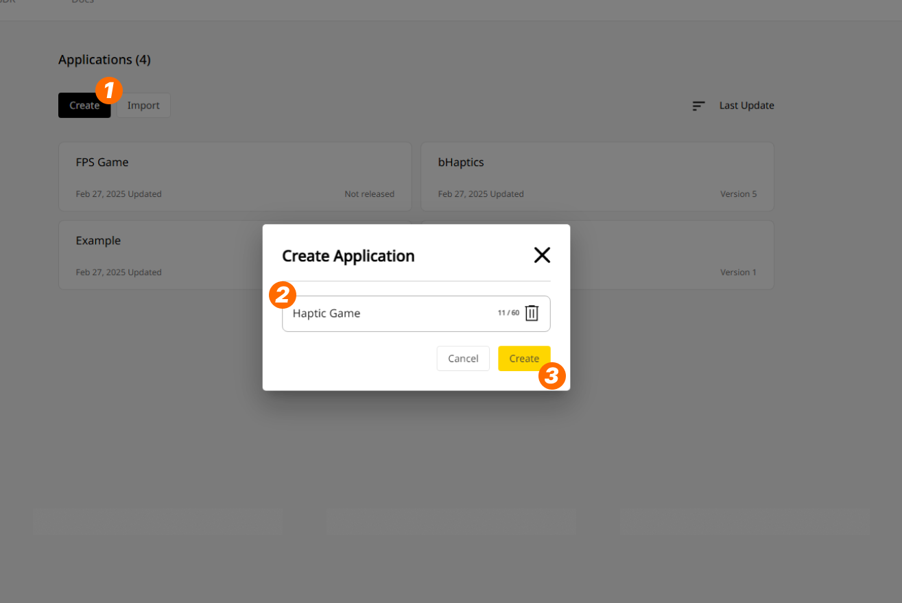 Creating a new app in the title page of Portal.