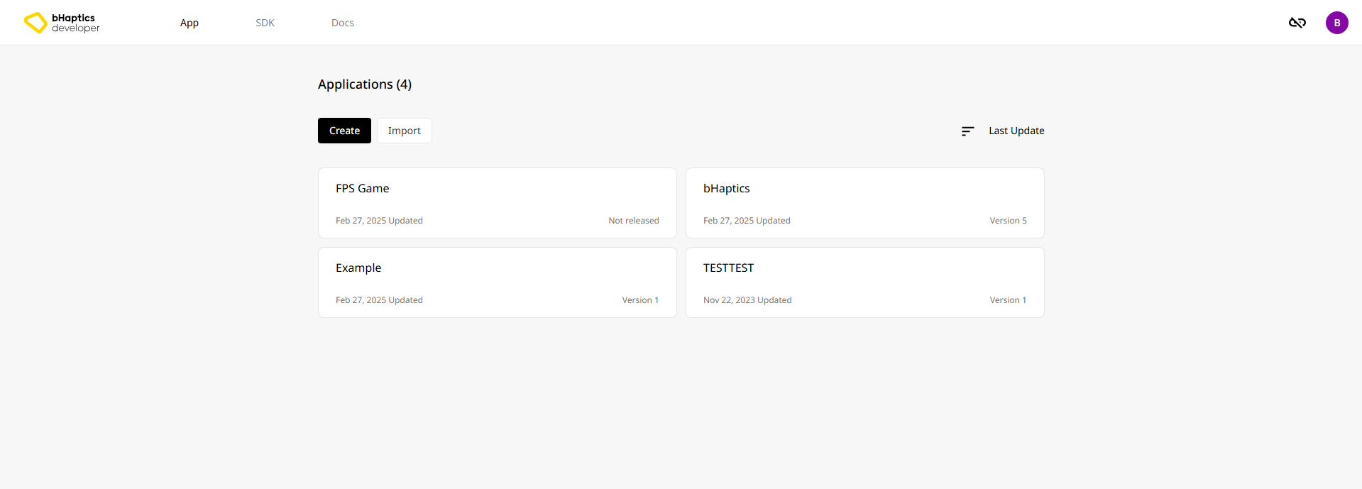 bHaptics developer portal - Chrome 2024-04-09