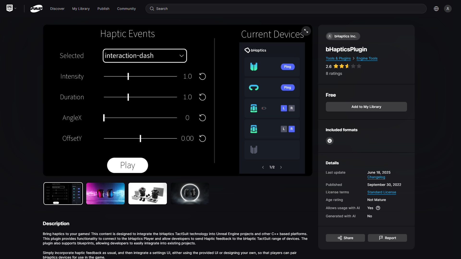 bHaptics Plugin in Code Plugins on Fab